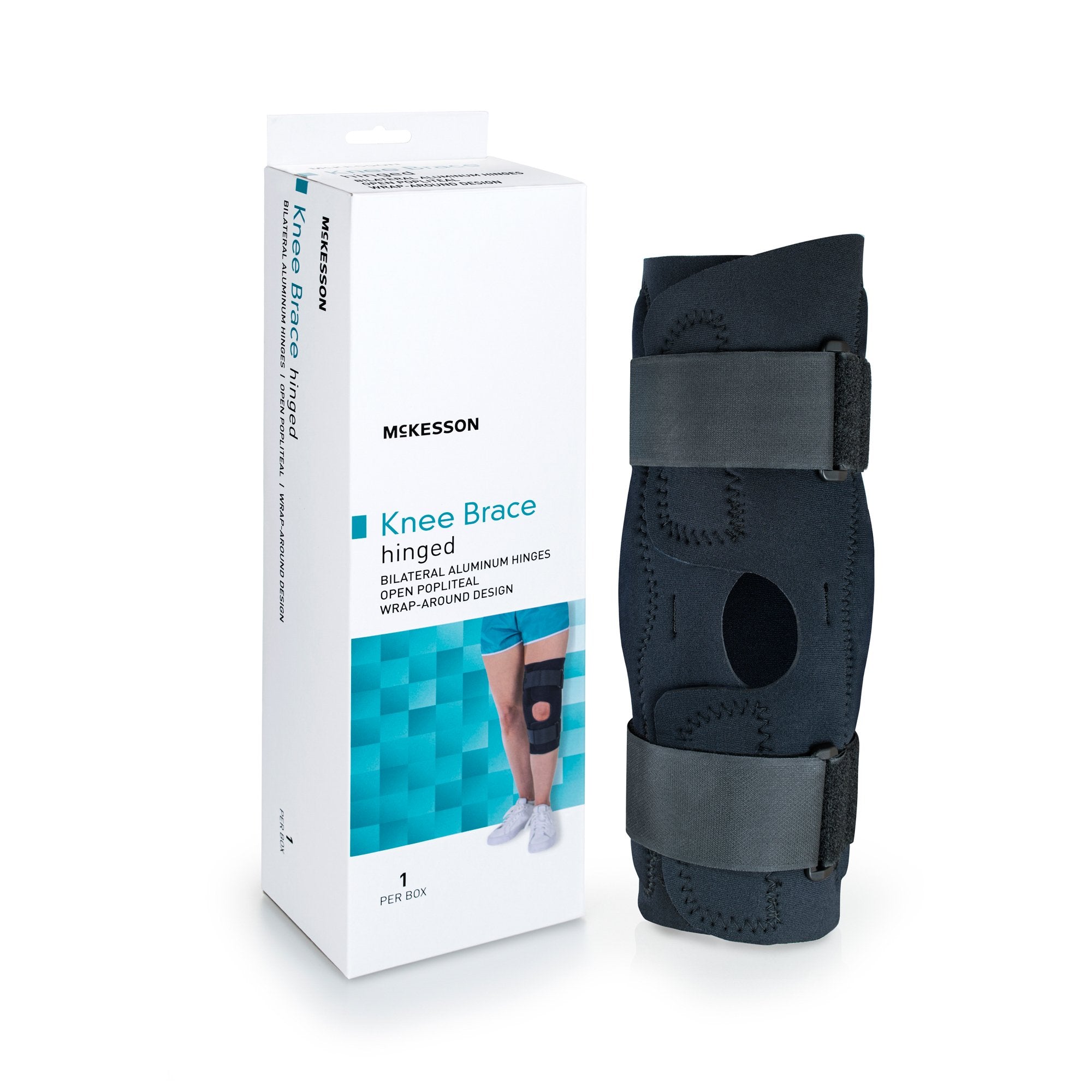 McKesson Neoprene Wraparound Knee Brace Hook & Loop Strap Closure with D-Rings – Left or Right Knee