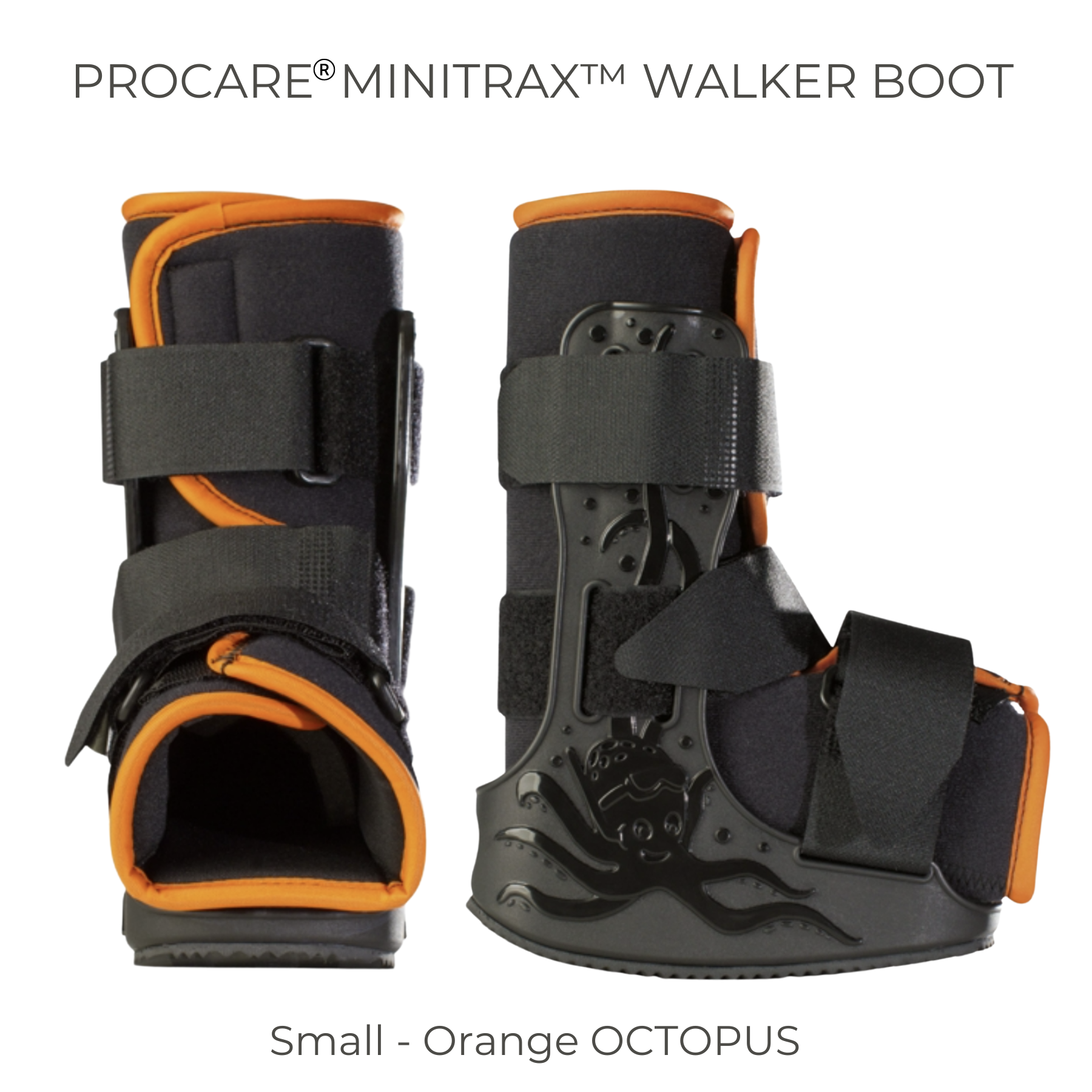 DJO MiniTrax™ Small Walker Boot Orange/Black Octopus Design for Toddlers 1 to 2-1/2 Years of Age. US Shoe Size Up to 8-1/2.